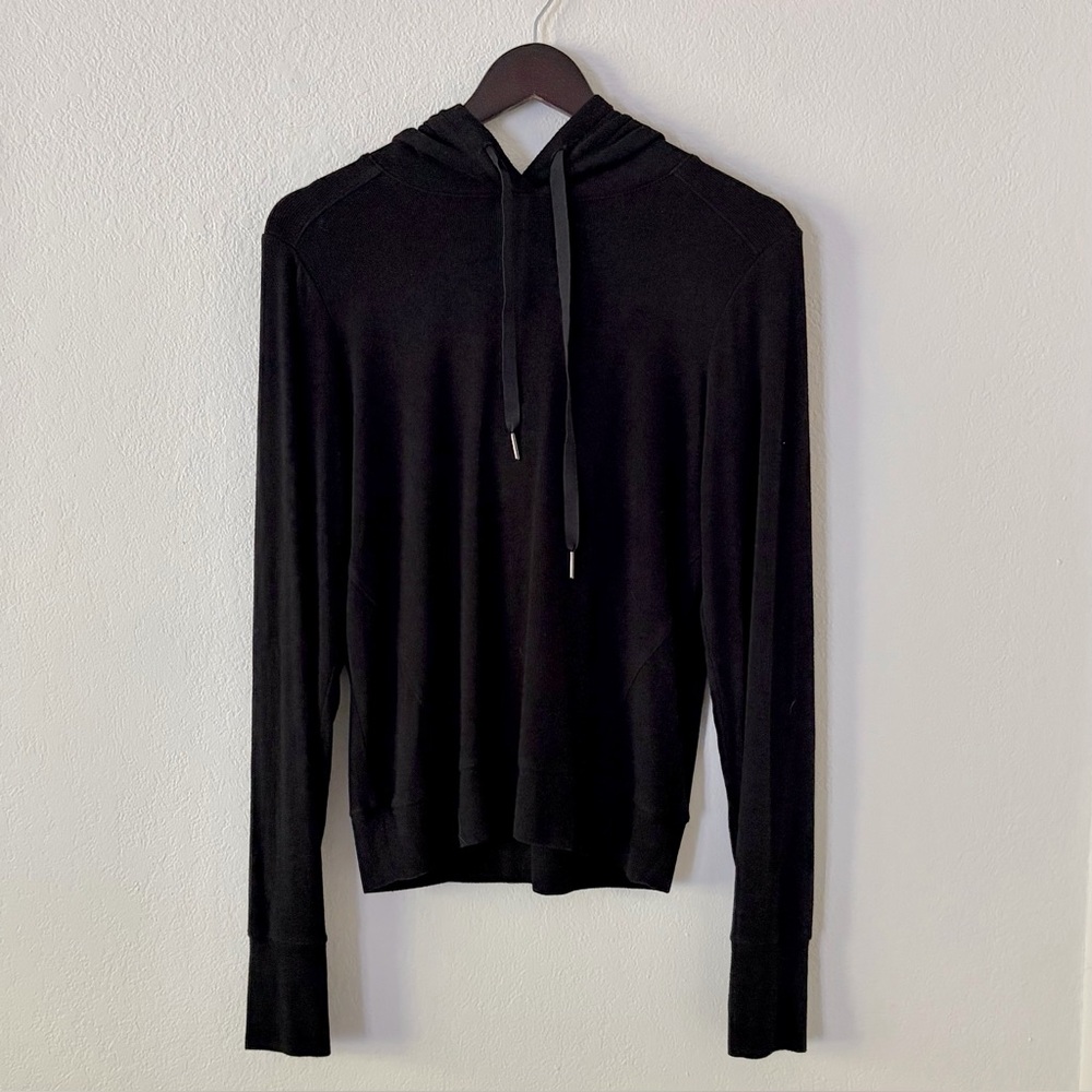 EVEREVE Black Ribbed Knit Hoodie – Women’s Size M